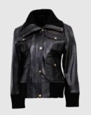 Women's Leather Bomber Jacket​