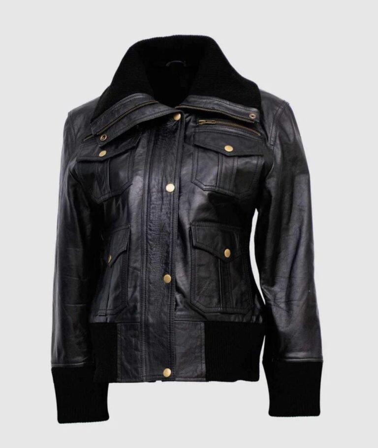 Women's Leather Bomber Jacket​