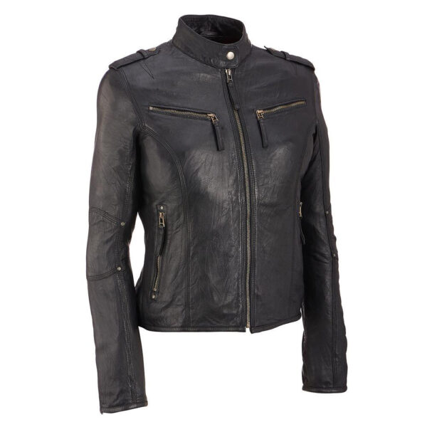 Women's Real Lambskin Leather Tan Quilted Biker Jacket