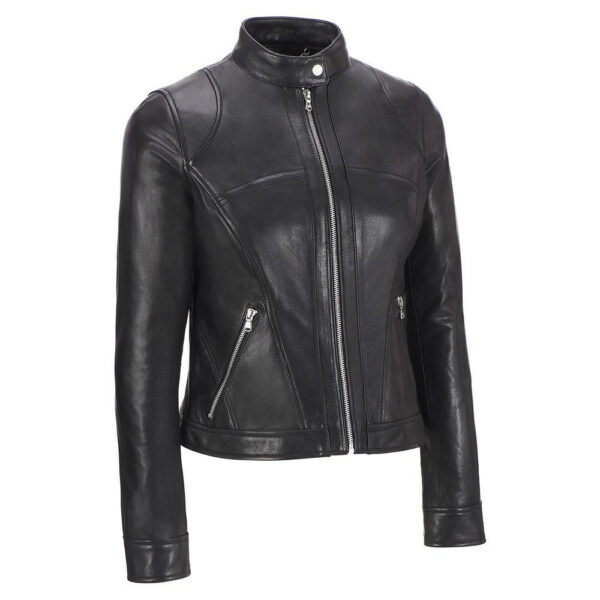 Women's Black Real Leather Moto Jacket