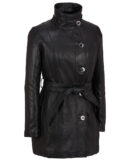 Black Leather Trench Coat​