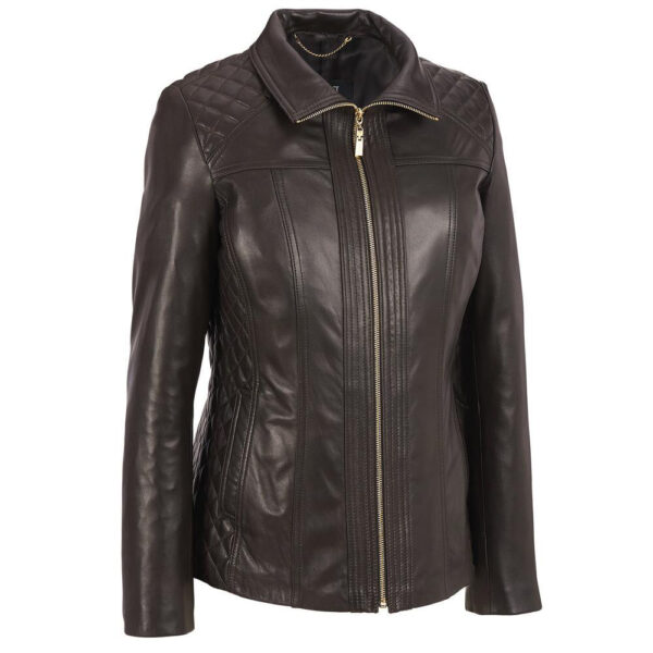 Dodge Black Women's Leather Biker Jacket