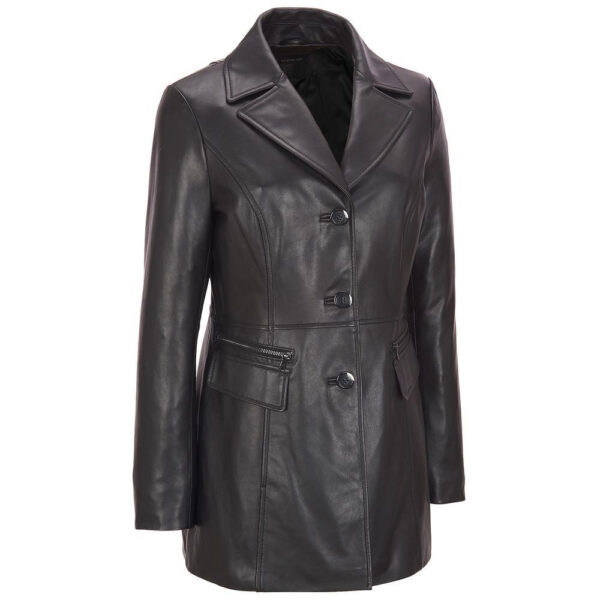 Jackson Black Real Leather Car Coat for Women