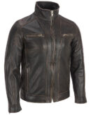 Brown Leather Aviator Jacket​