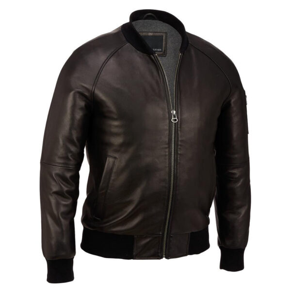 brown leather bomber jacket