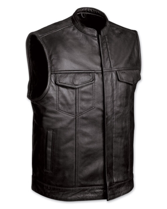 Mens Black Leather Vest