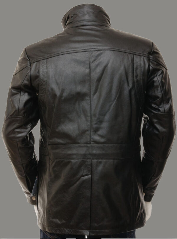 Mens Safari Style Leather Jacket Black