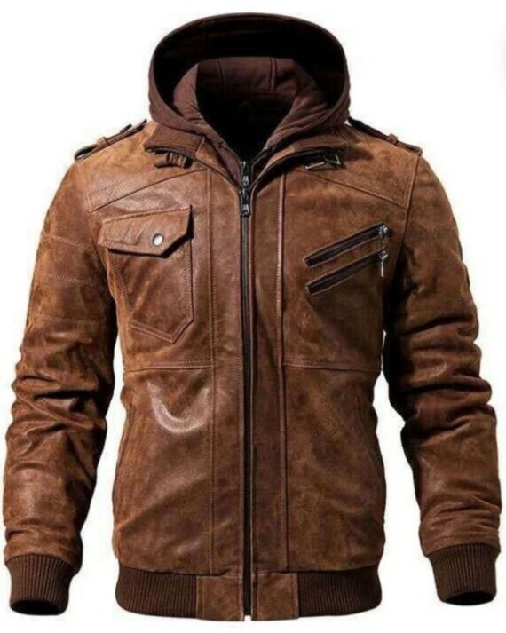 Men's Hooded Leather Jacket​