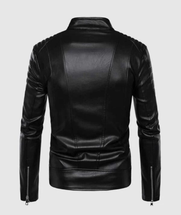 Men's Stand Up Collar Leather Jacket