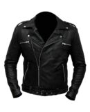 Black Faux Leather Biker Jacket​