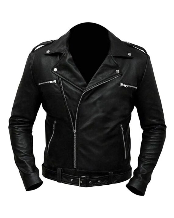 Black Faux Leather Biker Jacket​