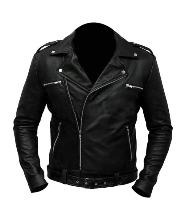 Black Faux Leather Biker Jacket​