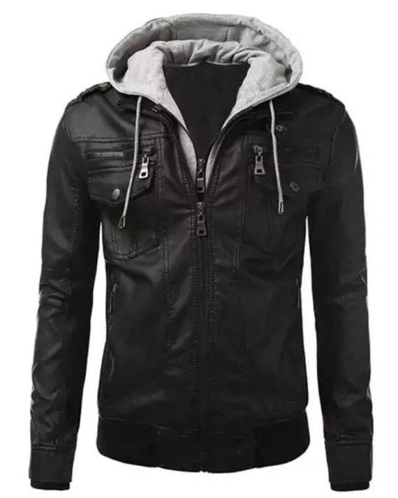 Leather Jacket With Hood​