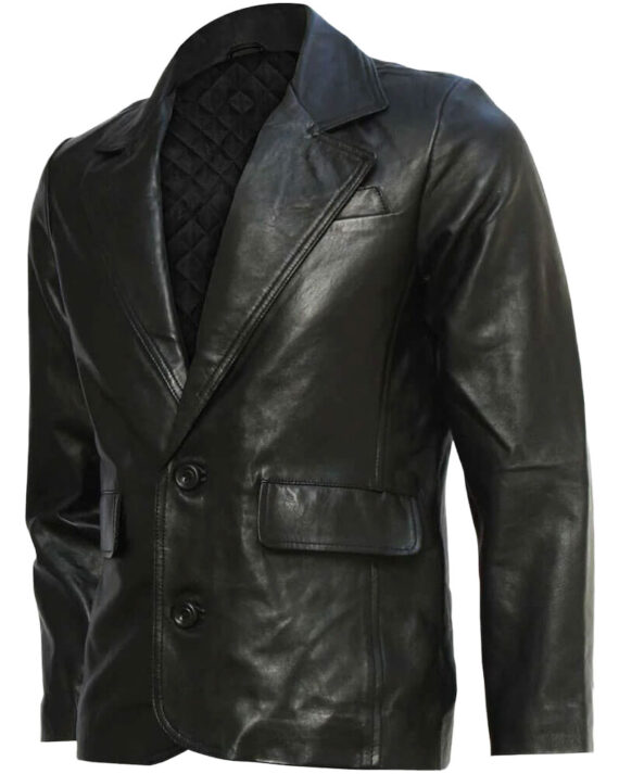 black leather coat