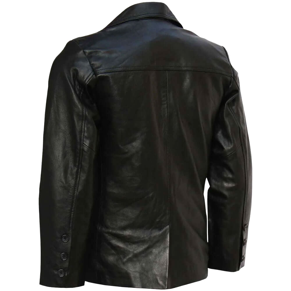 classic black leather coat
