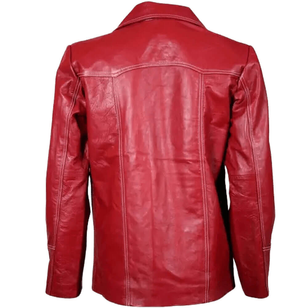 lightweight red leather coat