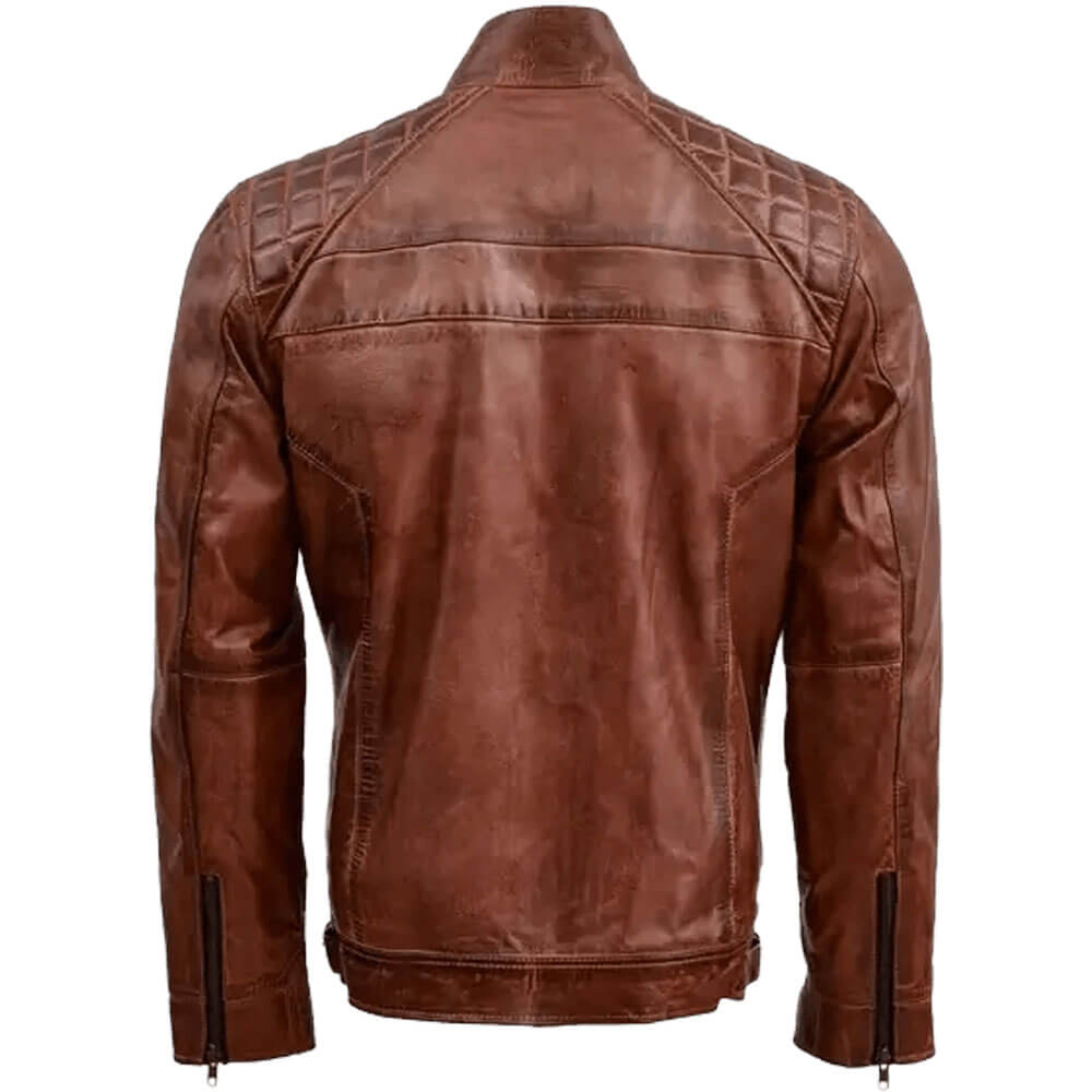 waxed leather biker jacket