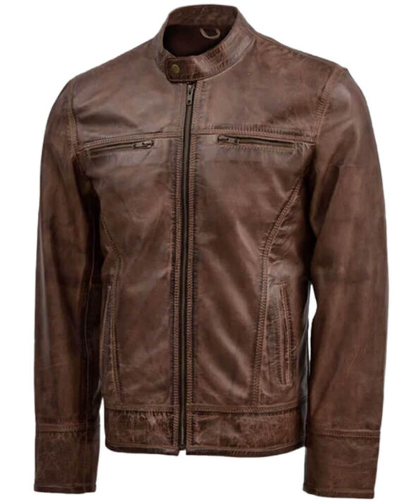men's leather brown jacket