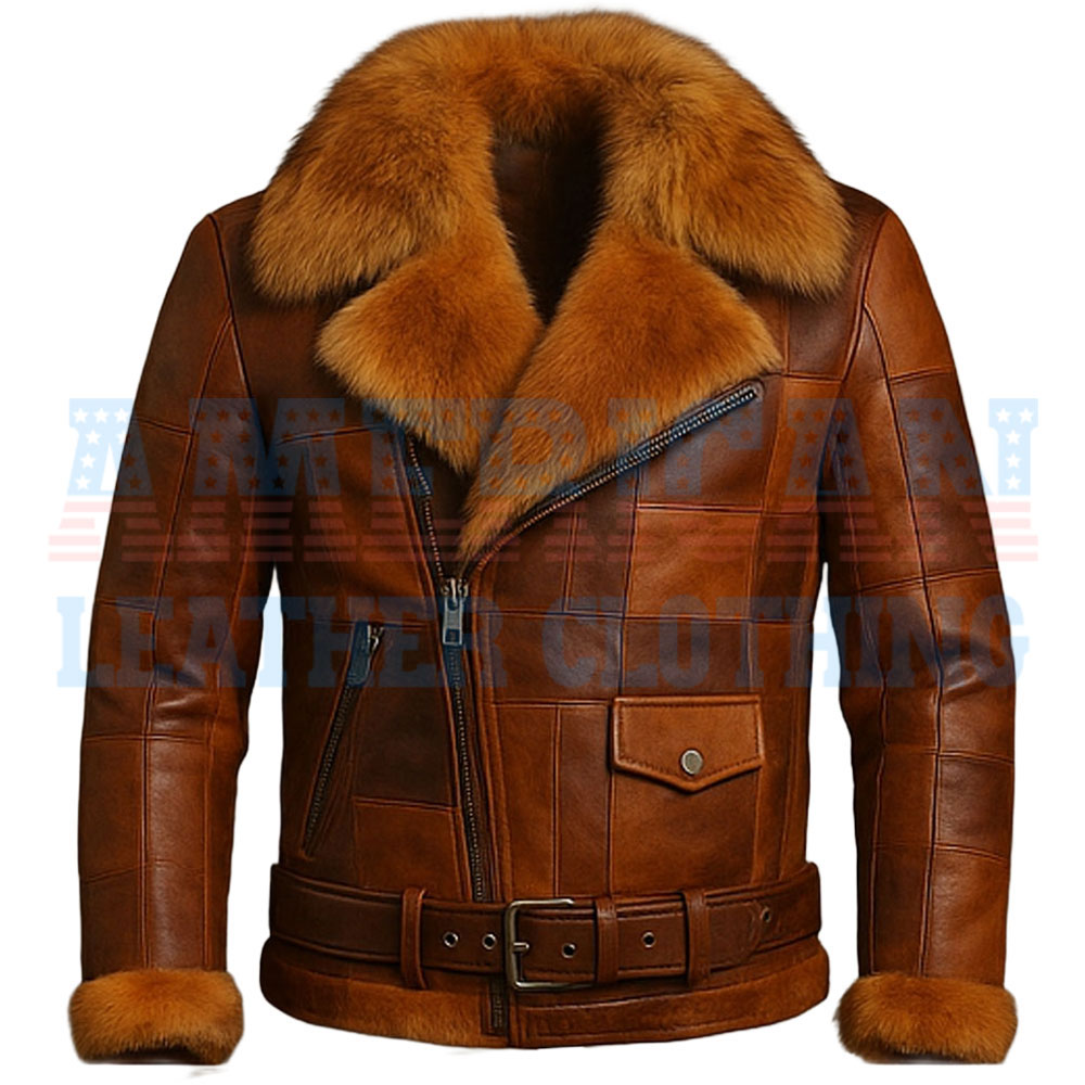 brown shearling leather jacket