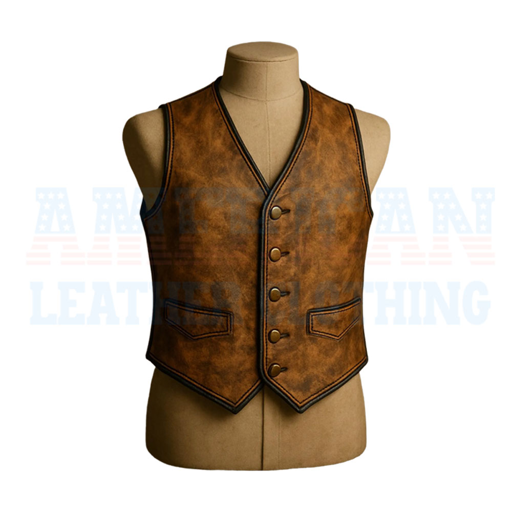classic brown leather vest