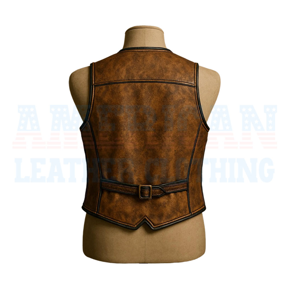 classic brown leather vest