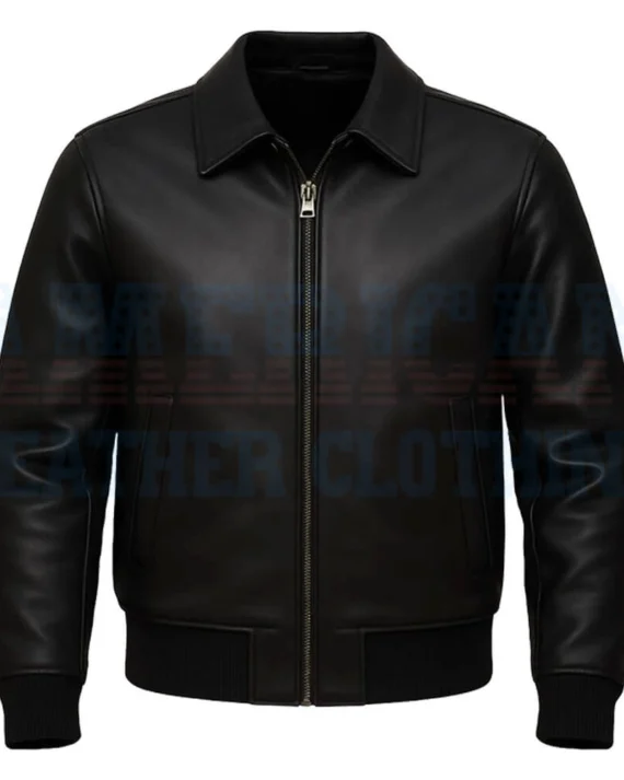 Leather Jacket Bomber Black
