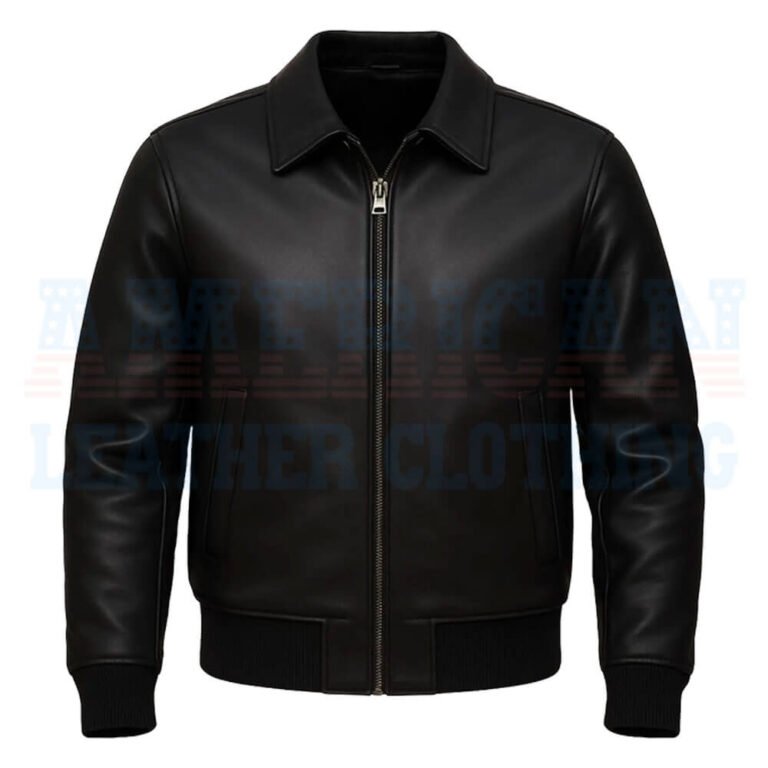 Leather Jacket Bomber Black
