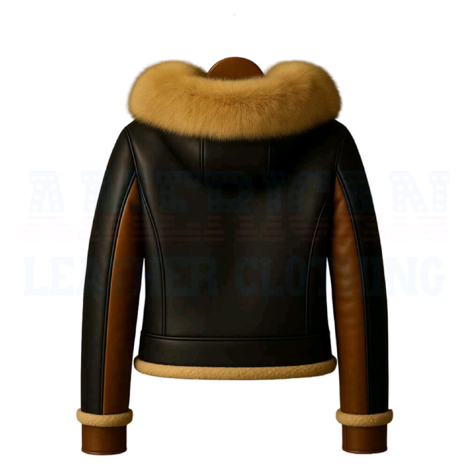 Brown Shearling Leather Jacket - Image 2