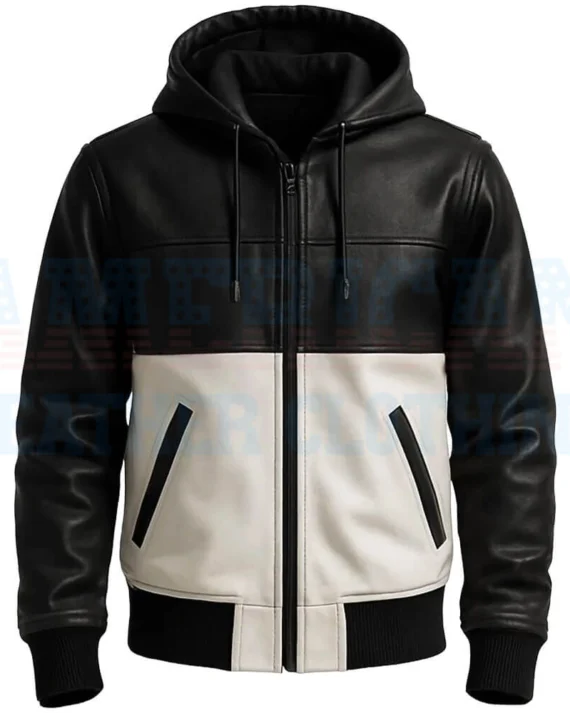 leather hooded jacket