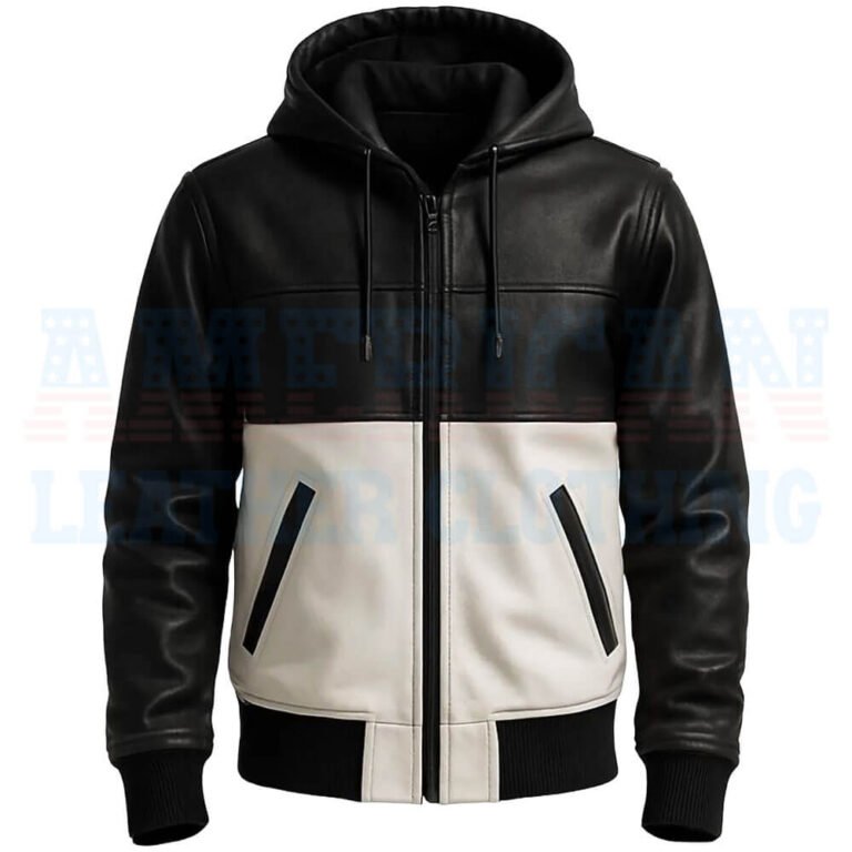 leather hooded jacket​