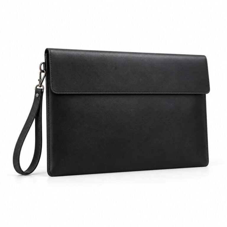 Black Minimal Portfolio Leather Laptop Portfolio
