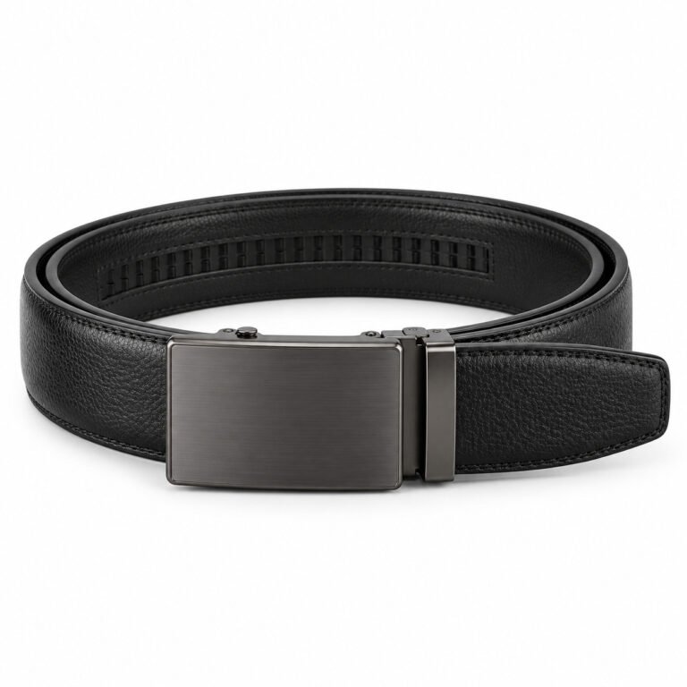 Black Leather Belt - Automatic Ratchet