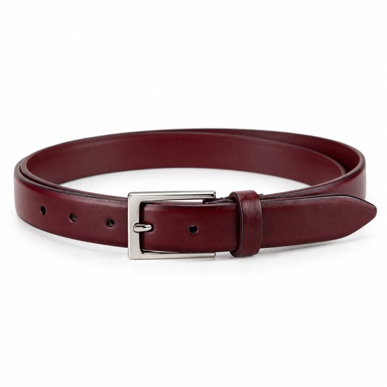 Burgundy Leather Belt - Dress