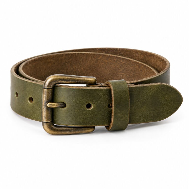 Olive Leather Belt - Utility