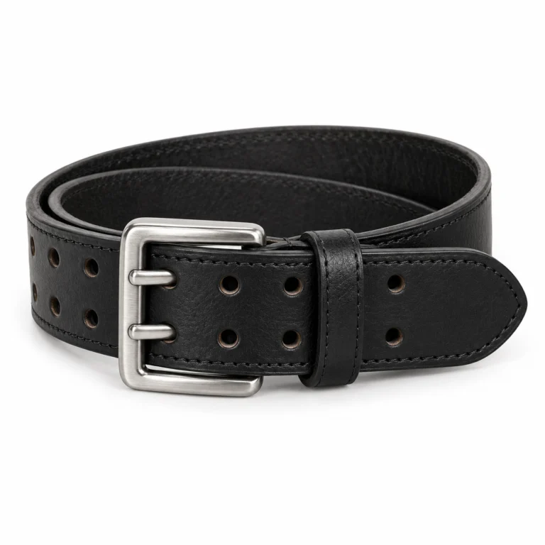 Black Leather Belt - Double Prong