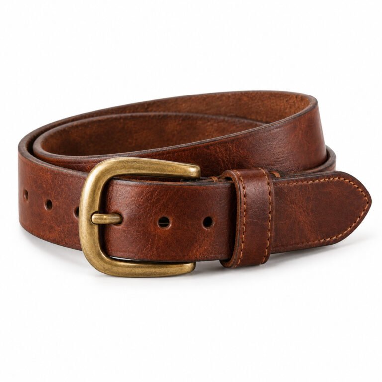 Chestnut Leather Belt - Roller Buckle