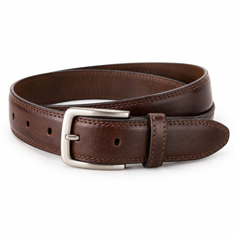 Espresso Leather Belt - Double Stitch