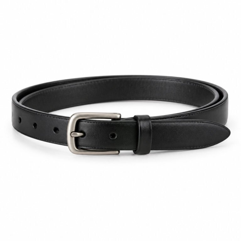 Black Leather Belt - Minimal Pin Buckle