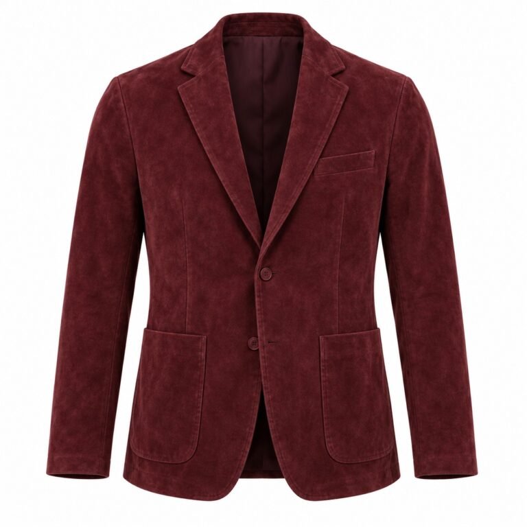 Men's Burgundy Suede Blazer Jacket