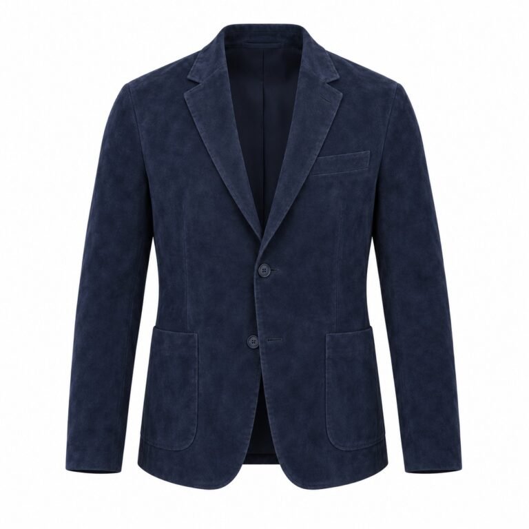 Men's Navy Suede Blazer Jacket