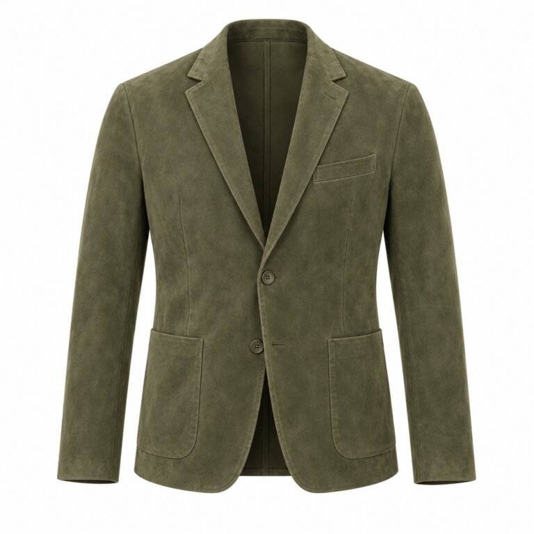 Men's Olive Suede Blazer Jacket