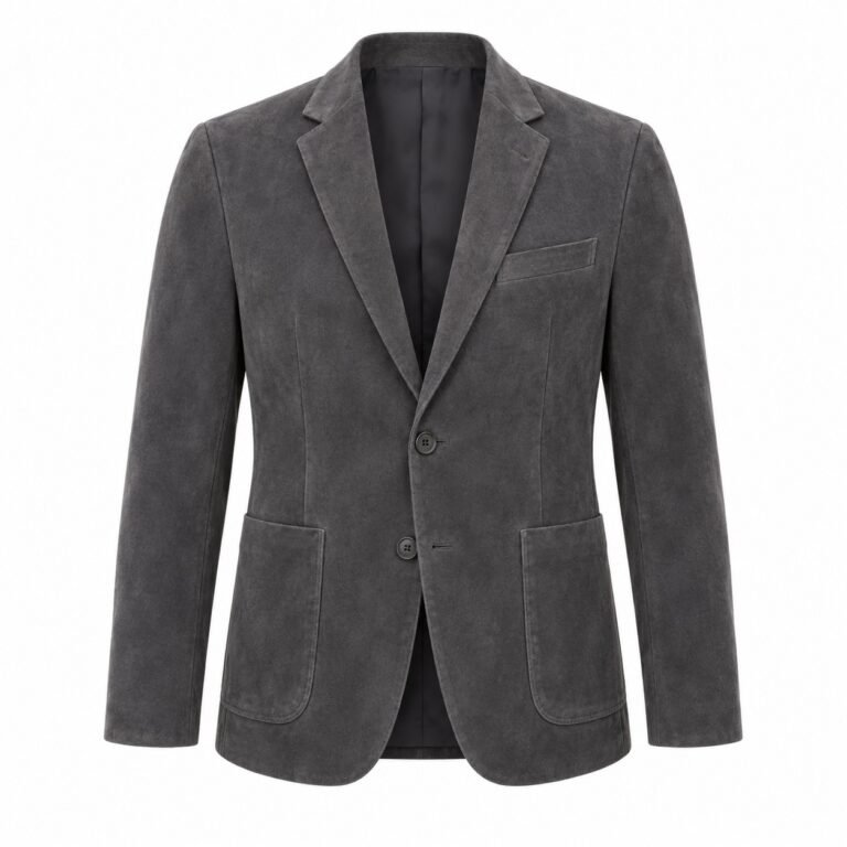 Men's Charcoal Suede Blazer Jacket