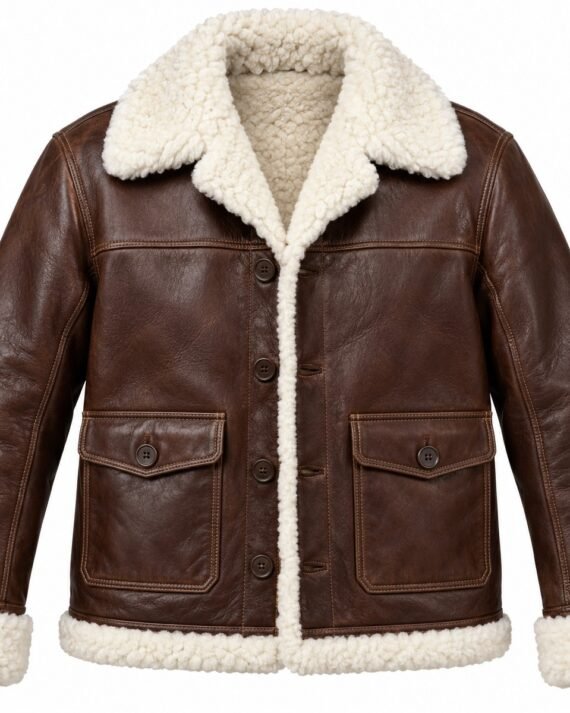 Men's Chocolate Brown Ranch Jacket with White Shearling