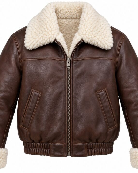 Men's Chocolate Brown Blouson Jacket with White Shearling