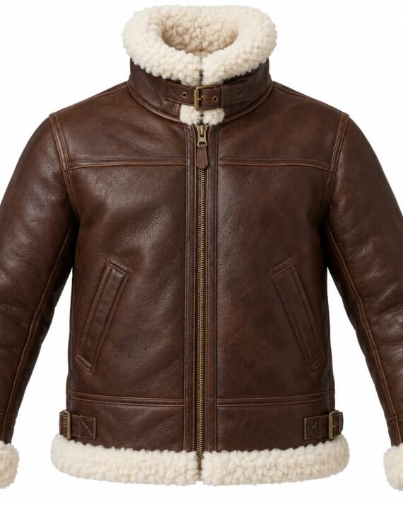 Men's Chocolate Brown Expedition Jacket with White Shearling