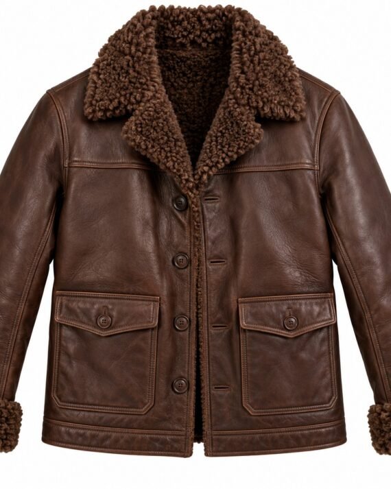 Men's Chocolate Brown Ranch Jacket with Brown Shearling