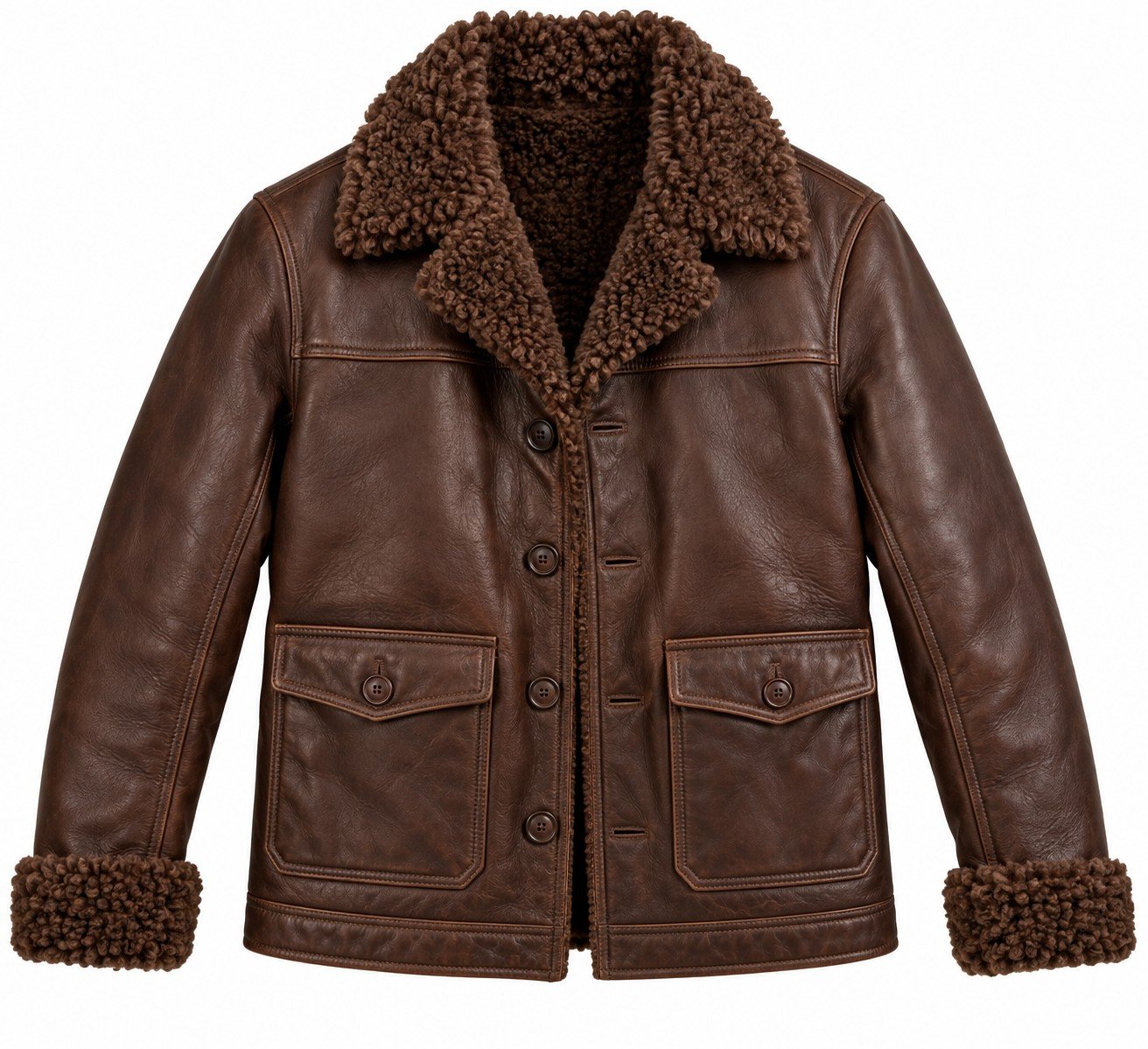 Men's Chocolate Brown Ranch Jacket with Brown Shearling