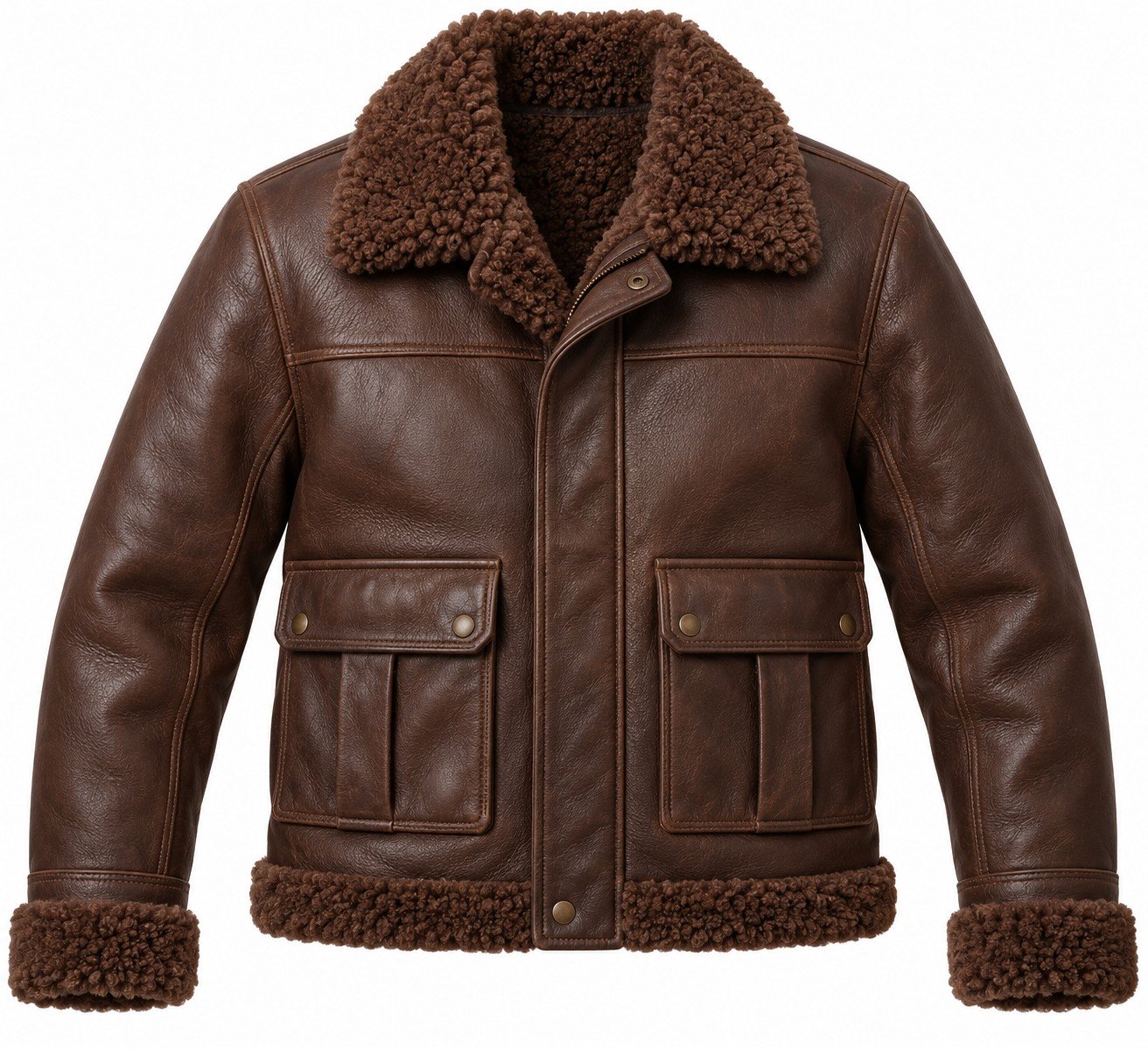 Men's Chocolate Brown Field Jacket with Brown Shearling