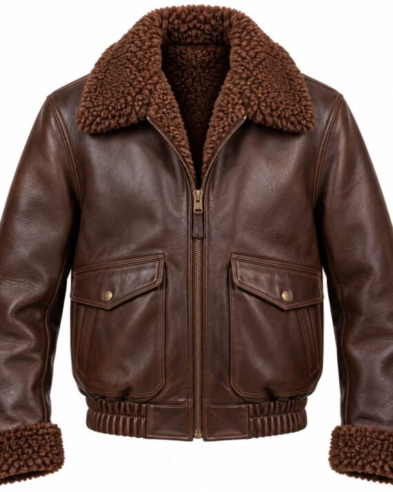 Men's Chocolate Brown Blouson Jacket with Brown Shearling