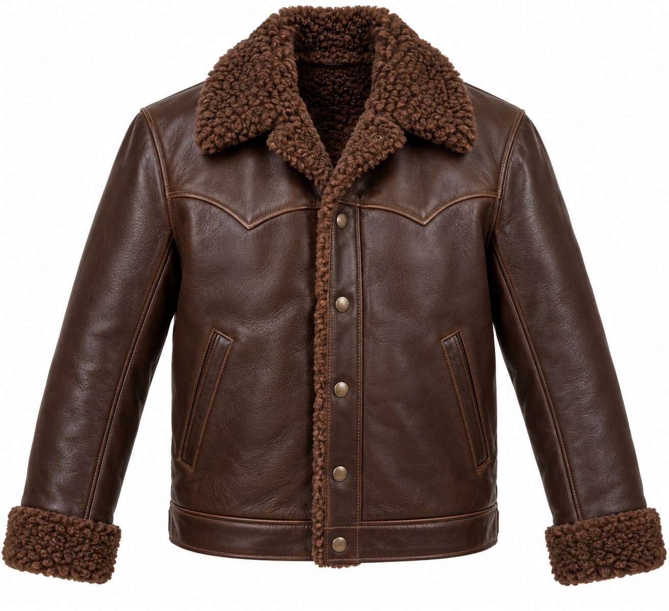 Men's Chocolate Brown Western Jacket with Brown Shearling